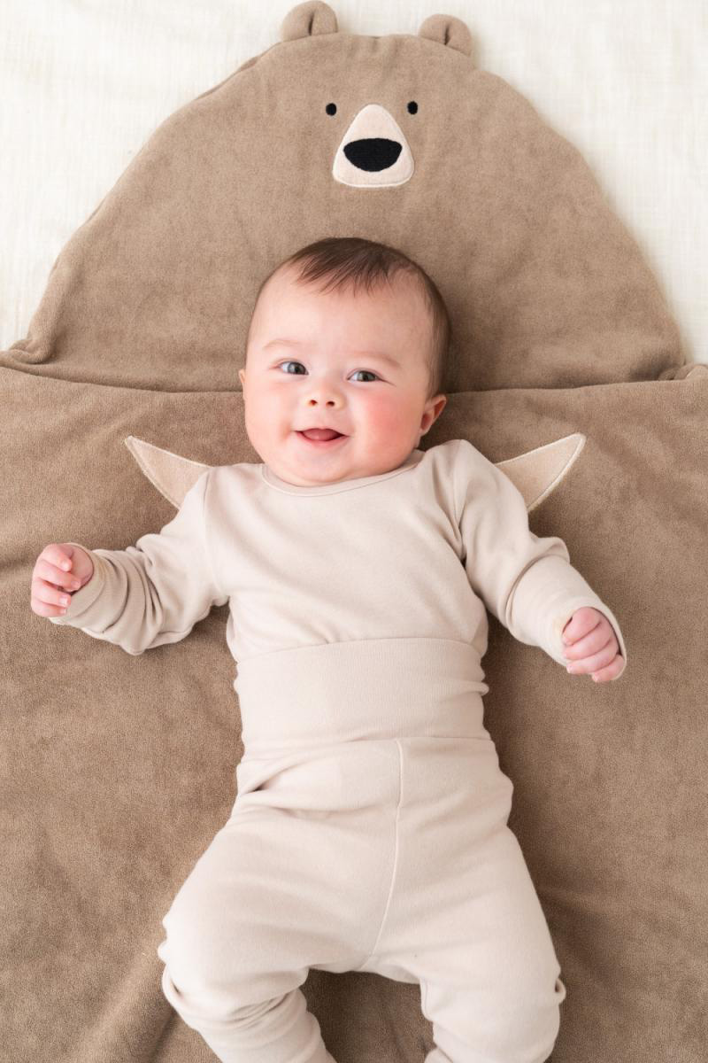 スリーピングバッグ くま ベビー用寝袋 防寒 ベビー布団 赤ちゃん お昼寝布団 スリーパー ブラウン ベージュ