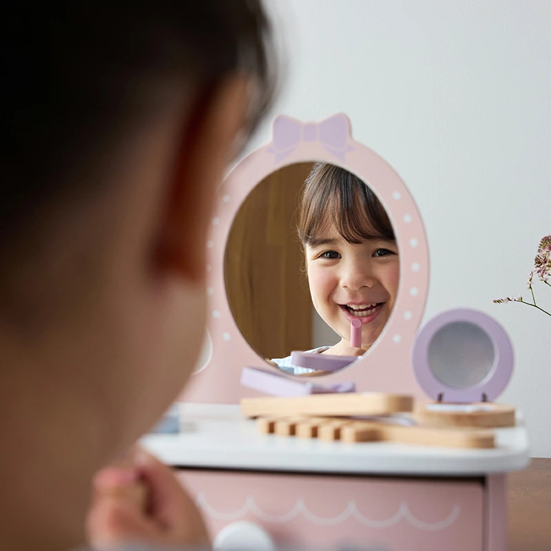 ドレッサー＆メイクセット 木のおもちゃ ごっこ遊びが楽しめる PolarB ミラー お洒落 女の子遊び 出産祝い 知育玩具 遊び方はいろいろ ラッピング無料