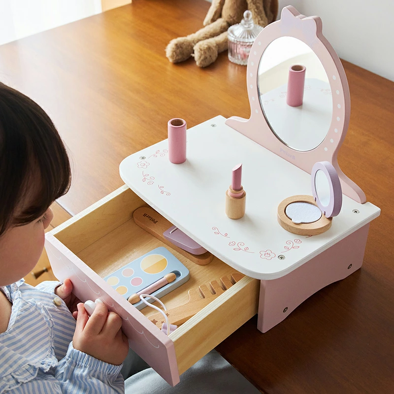ドレッサー＆メイクセット 木のおもちゃ ごっこ遊びが楽しめる PolarB ミラー お洒落 女の子遊び 出産祝い 知育玩具 遊び方はいろいろ ラッピング無料