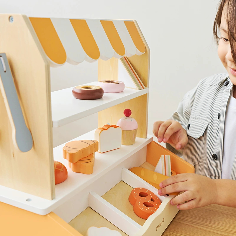 おもちゃのパン屋 焼きたてパンやさん PolarB 木のおもちゃ たのしいパンやさんごっこ Bakery store パン おもちゃ 手作り 収納スペース 片付け 出産祝い
