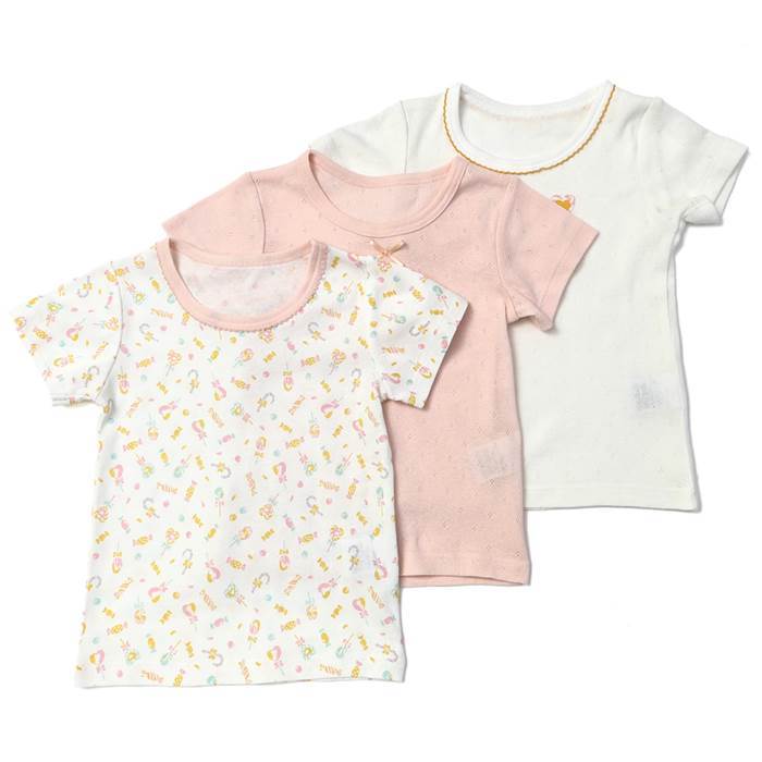 子供服 キムラタン Biquette（ビケット） ３Ｐ半袖シャツ肌着（90〜130cm) 女の子 90cm 100cm 110cm 120cm  130cm 綿100% :52816-8888:ベビー・子供服のキムラタン - 通販 - Yahoo!ショッピング