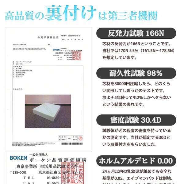エイプマンパッド 高反発マットレス ダブル 厚さ7cm ミッドブルー 高 