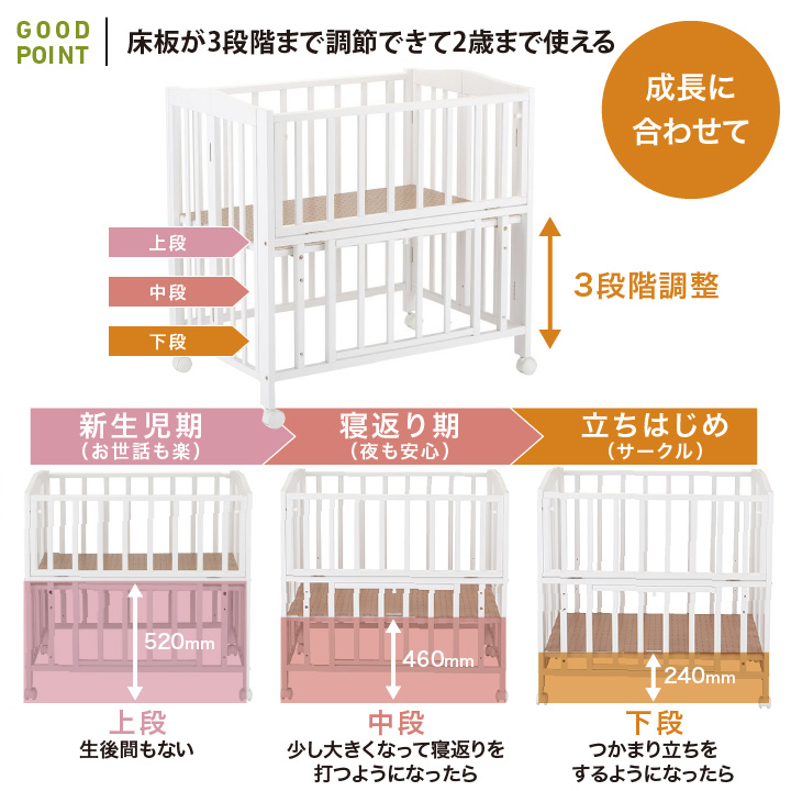 KATOJI(カトージ) ミニベッド折り畳み ナチュラル【メーカー直送】｜ベビーベッド　組立て簡単