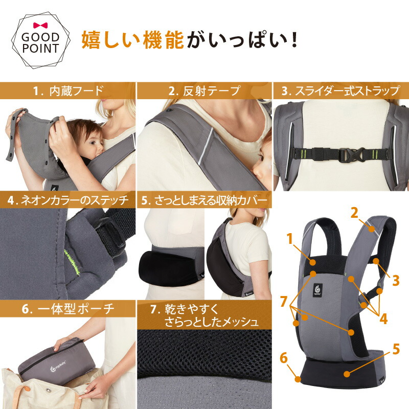 Ｗプレゼント！巾着バッグとマルチクリップさらにレビュー特典 ERGO BABY エルゴベビー AWAY アウェイ 抱っこ紐 コンパクト アウトドア  ポケッタブル 日本正規品