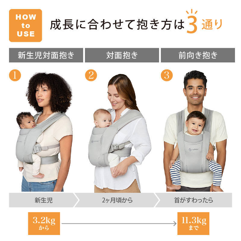 洗濯ネットプレゼント＆レビュー特典も！ERGO BABY（エルゴベビー） EMBRACE Soft Air ウォッシュドブラック｜baby-smile｜16