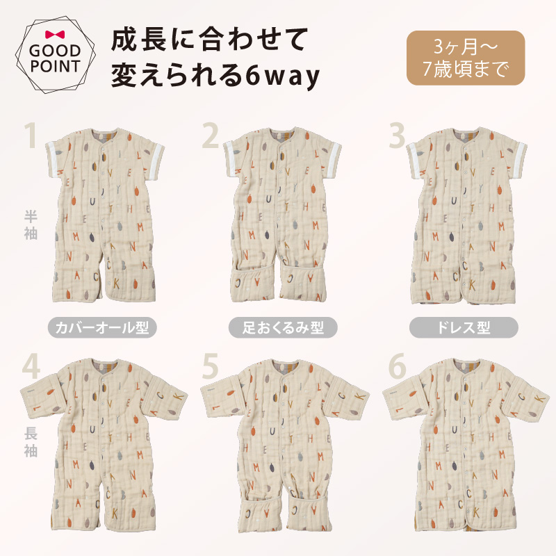 レビュー特典付 10mois（ディモワ） ふくふくガーゼ（6重ガーゼ）コットンウール6WAYスリーパー ミントの画像
