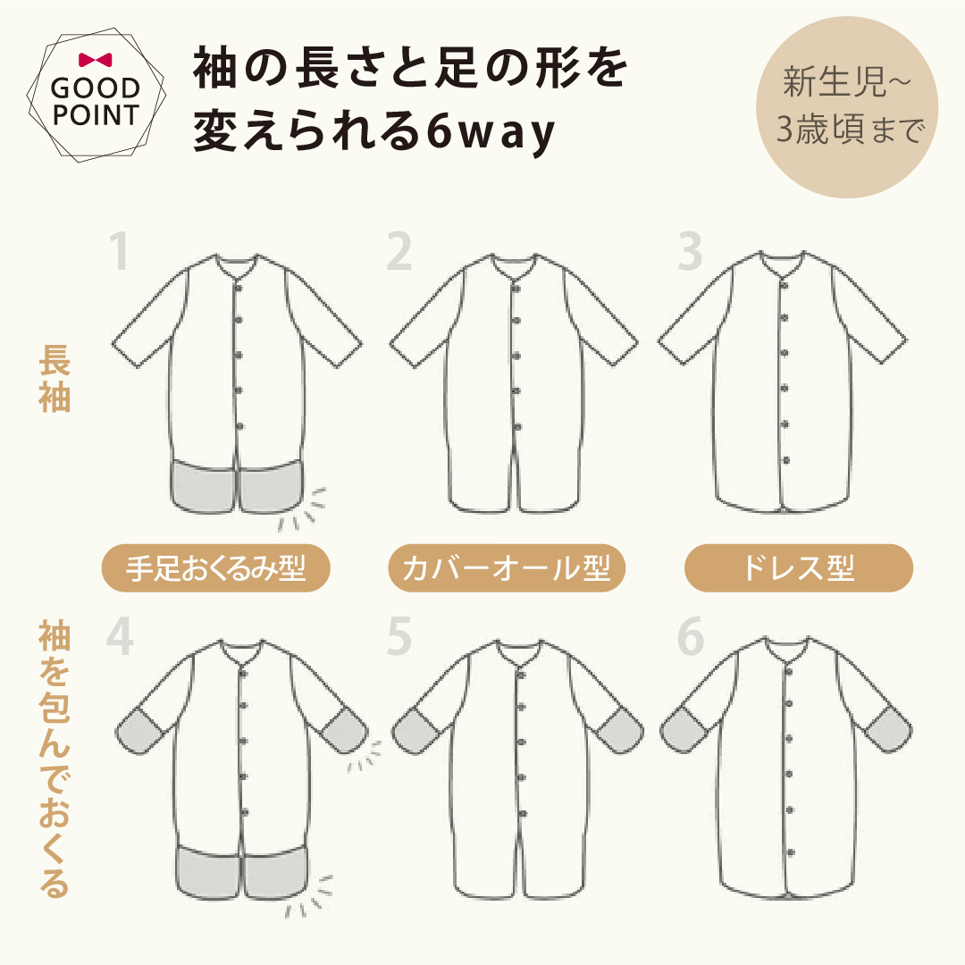 レビュー特典付 ディモワ 6way スリーパーmini｜FICELLE フィセル ディモア スリーパー スリーピングベスト 新生児 寝冷え防止 6WAY 半そで おくるみ 日本製 |  | 06