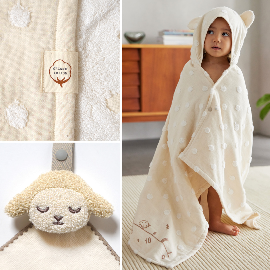 Hoppetta バスポンチョりんご&チャームハンカチ モワ ギフトセット