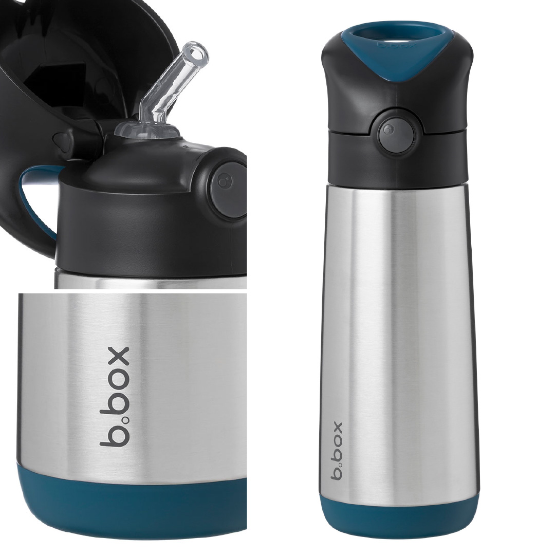 b.box ストロー付ステンレスボトル 500ml 2本セット b.box（ビーボックス） ステンレスボトル ストロー 500ml ナイト
