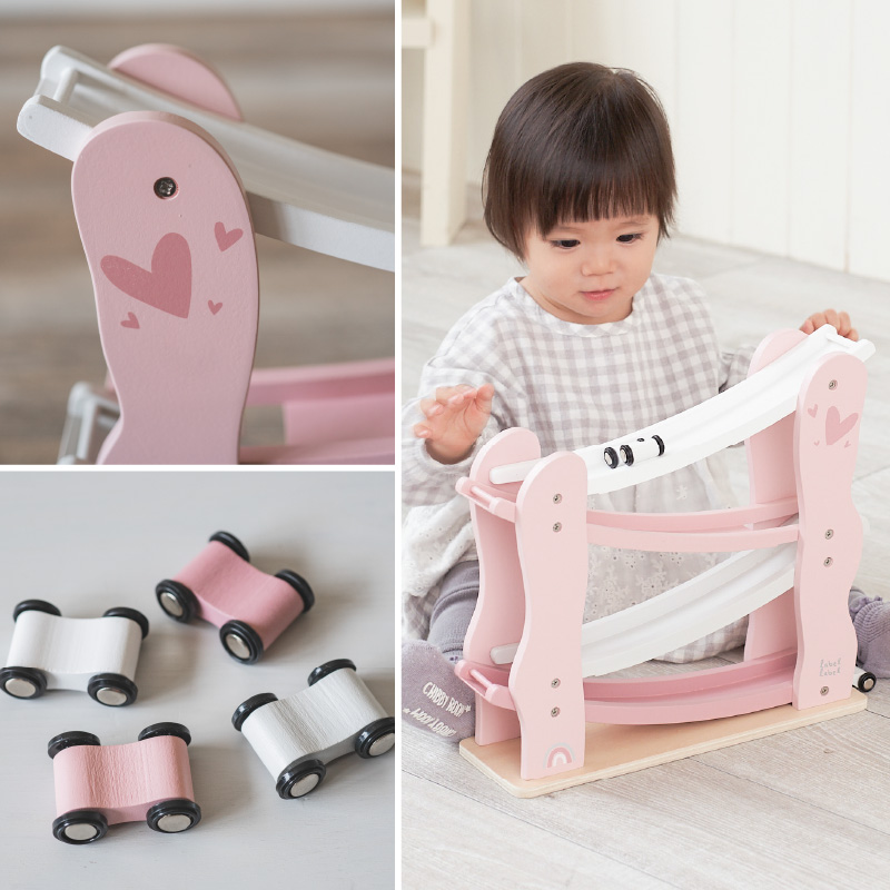 レーベルレーベル カースライダー ピンク｜木 おもちゃ 知育玩具 スライダー スロープ 誕生日 プレゼント スロープトイ 出産祝 | label label | 03