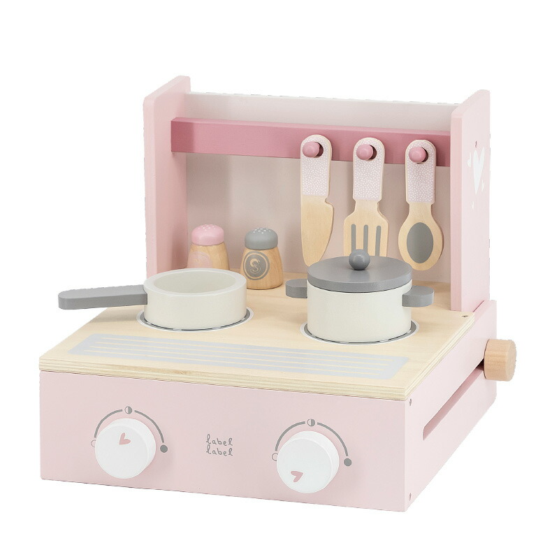 レーベルレーベル フォルダブルクッカー ピンク｜おままごと キッチン ごっこ遊び エデュテ 室内遊び 知育玩具 木のおもちゃ 誕生日祝 | label label | 02
