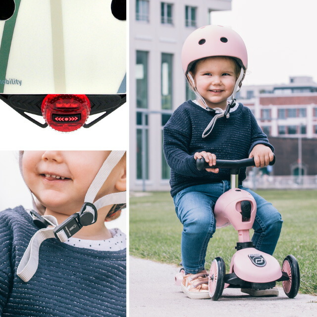 Scoot & Ride（スクートアンドライド） ヘルメットS ピーチ｜ベビーヘルメット LEDライト付 キックボード キックバイク 自転車 バランスバイク スクーター｜baby-smile｜04