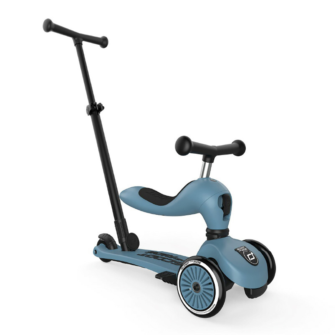 【中古美品】キッズスクーター ハイウェイキック1 グレー 2-3歳 SCOOT AND RIDE 収納バッグ付！ スクートアンドライド ハイウェイ