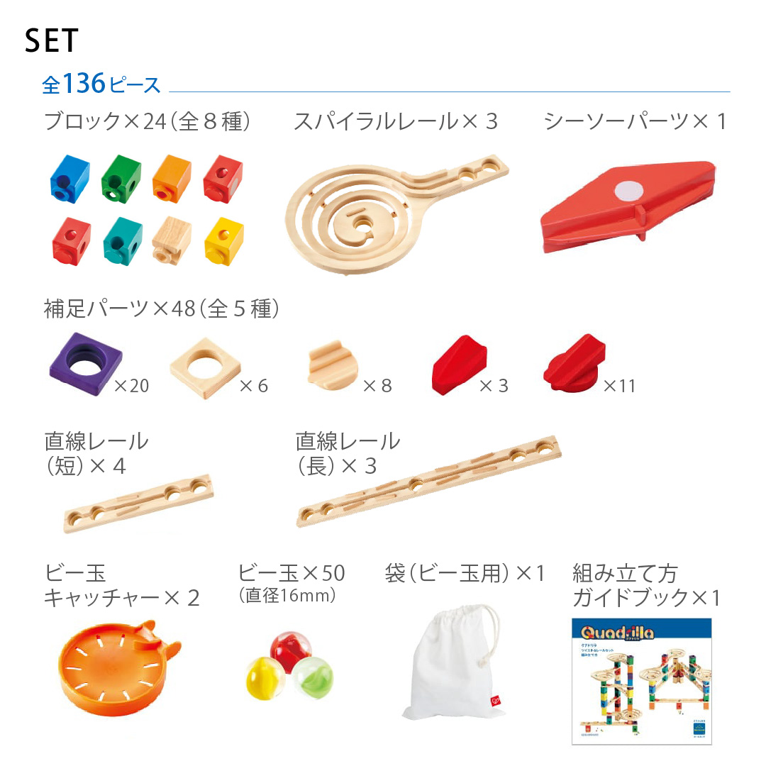 クアドリラ・ツイスト＆レールセット＋ビー玉キャッチャー　発送期間にご注意下さい ボーネルンド（Bornelund） クアドリラ ツイスト&レールセット ビー玉