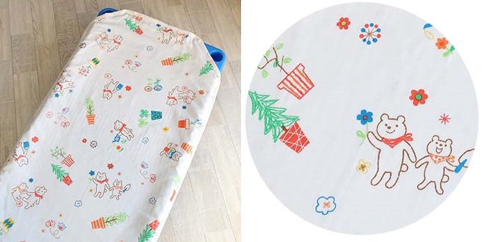 フジキ コットカバー 4重ガーゼ コットカバー 柄入り ダブルガーゼ 96