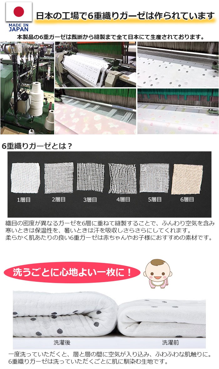 6重ガーゼ生地詳細