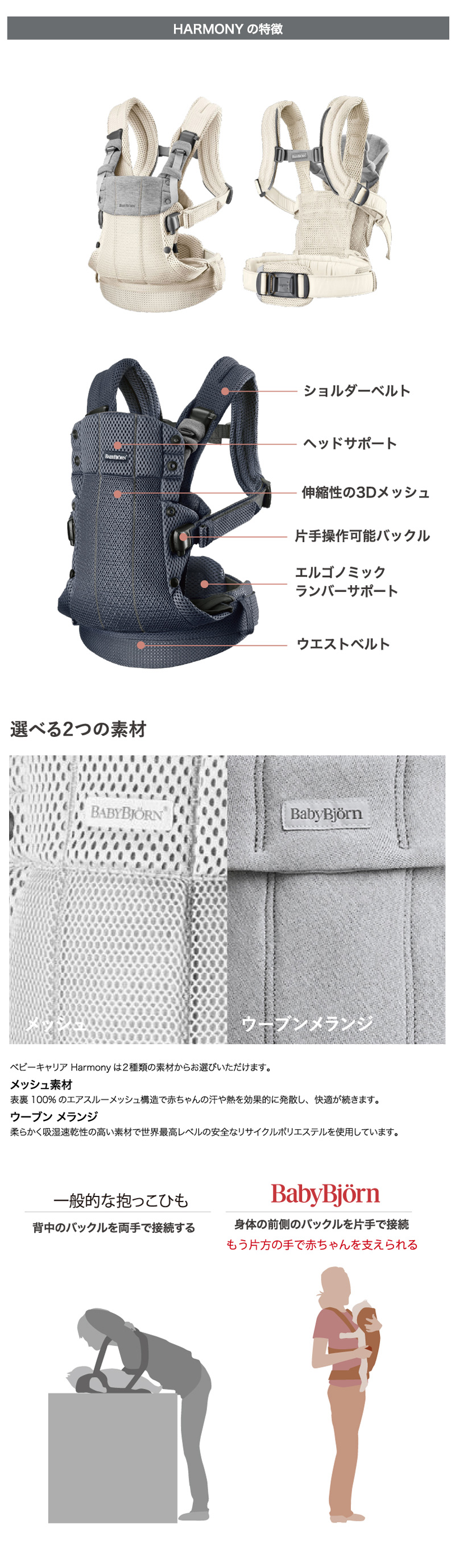 ベビーキャリアHARMONYの特徴