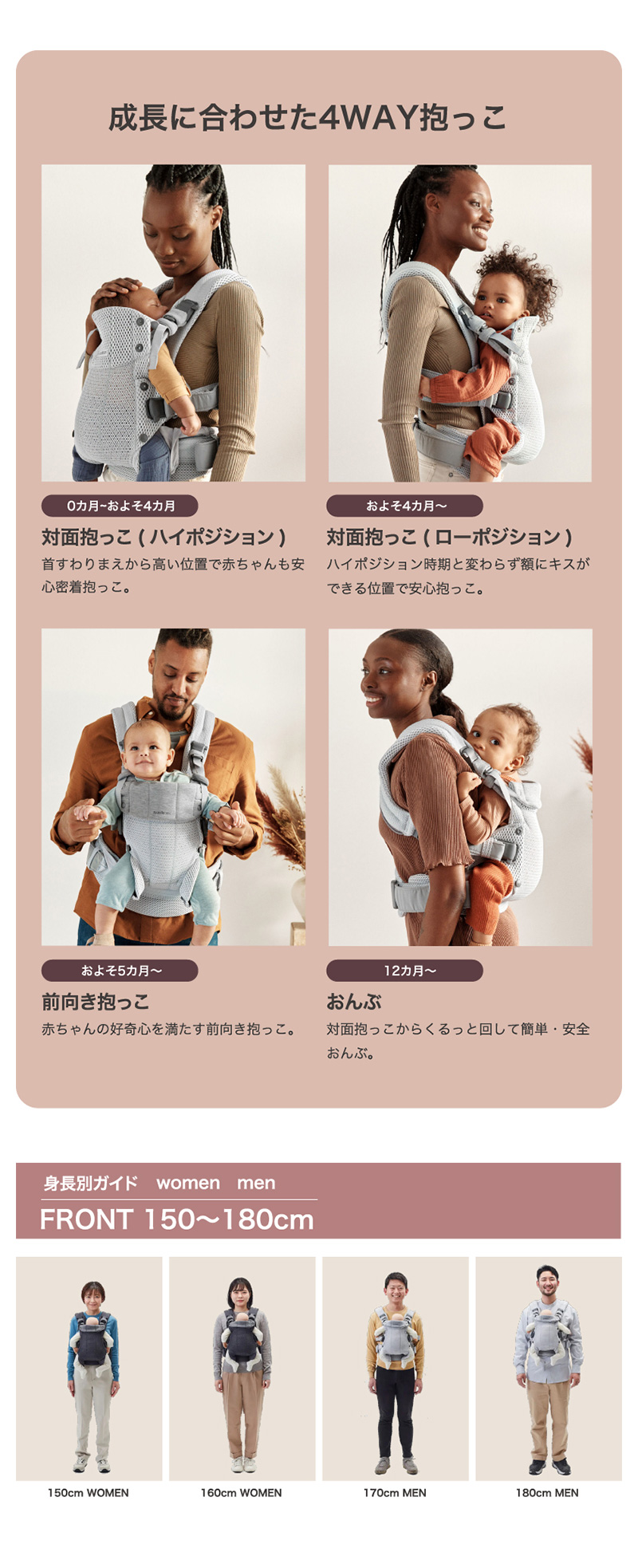 4way抱っこ・身長別ガイド
