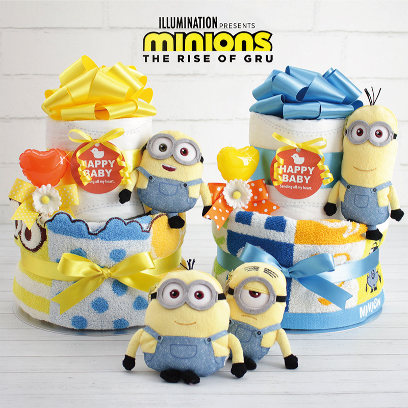 おむつケーキ ミニオン 出産祝い ミニオンズ フィーバー minions 2段