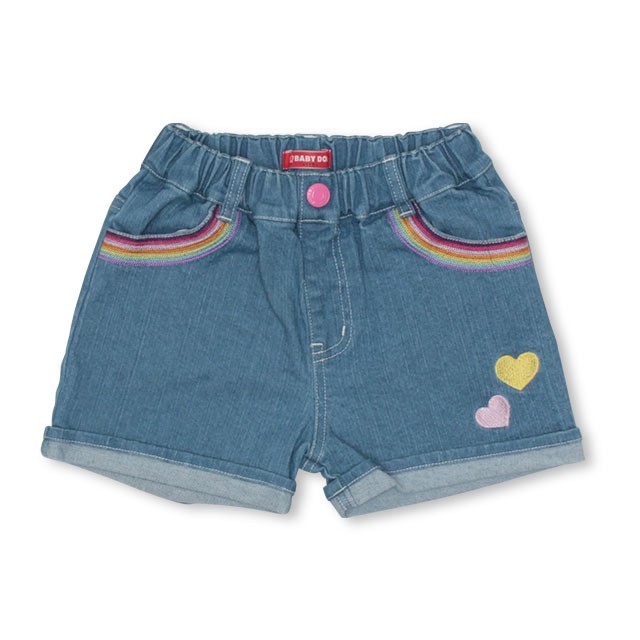 50 Off ベビードール Babydoll 子供服 レインボー 刺繍 ハートポケット デニム ショートパンツ 3647k キッズ 女の子 Babydollヤフー店 通販 Yahoo ショッピング