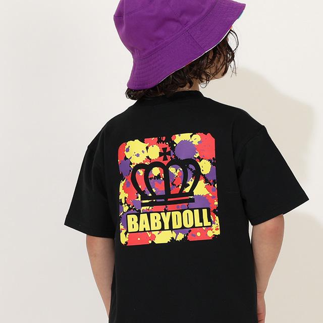 子供服 Tシャツ 親子お揃い バック ブランドロゴ ペイント 9545K キッズ 男の子 女の子 ベビードール BABYDOLL｜babydoll-y｜02