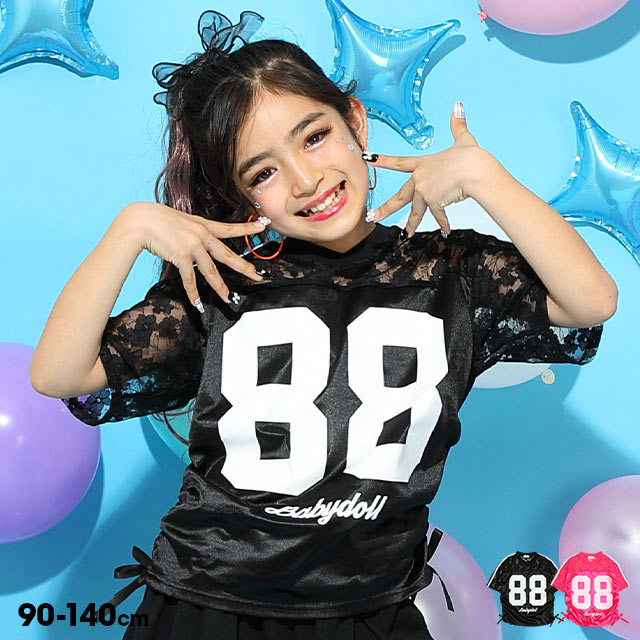BABYDOLL Tシャツ キッズ 女の子 子供服 レース切替ユニフォーム