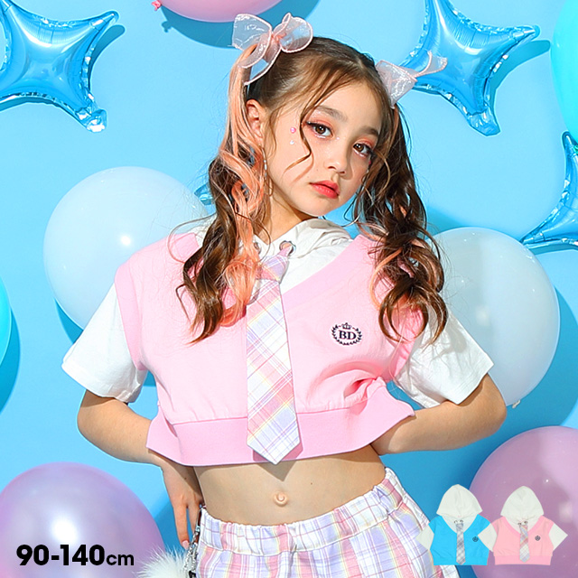 BABYDOLL 綿100% パーカー キッズ 女の子 子供服 ネクタイ付き