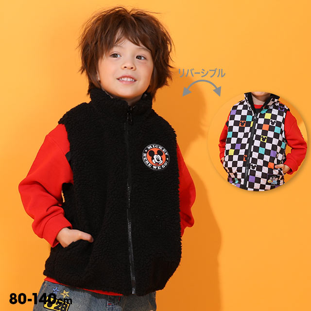 Disney（ディズニー） ベスト キッズ 子供服 リバーシブル 中綿 ベビー