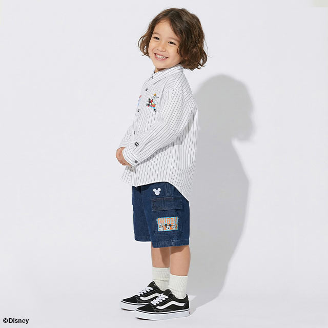 Disney（ディズニー） ミッキー ドナルド シャツ キッズ ストライプ
