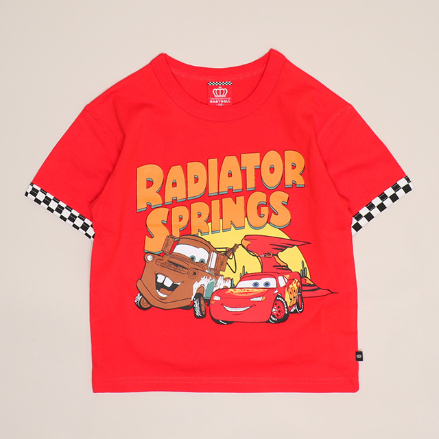 Disney（ディズニー） カーズ Tシャツ キッズ 綿100% 男の子 配色リブ