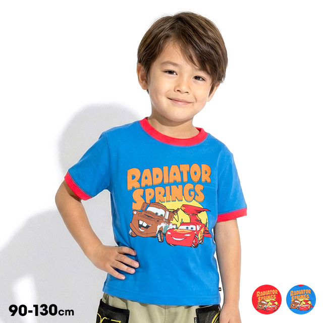 Disney（ディズニー） カーズ Tシャツ キッズ 綿100% 男の子 配色リブ