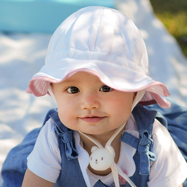 UVカット ベビー帽子　98％紫外線カット＆クール！ママ安心♪「しろくまさん帽子」（ベビーグース）