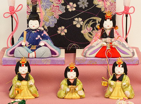 雛人形 小桜雛五人飾り(三段) 202 ゆうき作 江戸木目込人形 【店頭展示