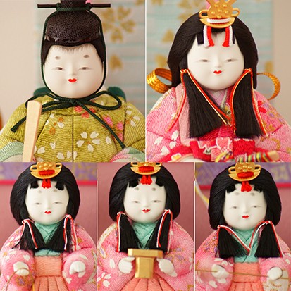 雛人形 小桜雛五人飾り(三段) 208 ゆうき作 江戸木目込人形 【店頭展示