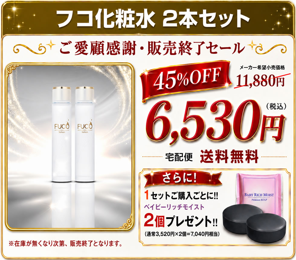 ご愛顧感謝・販売終了セール】※45%OFF※ 化粧水 「フコ化粧水×2本セット