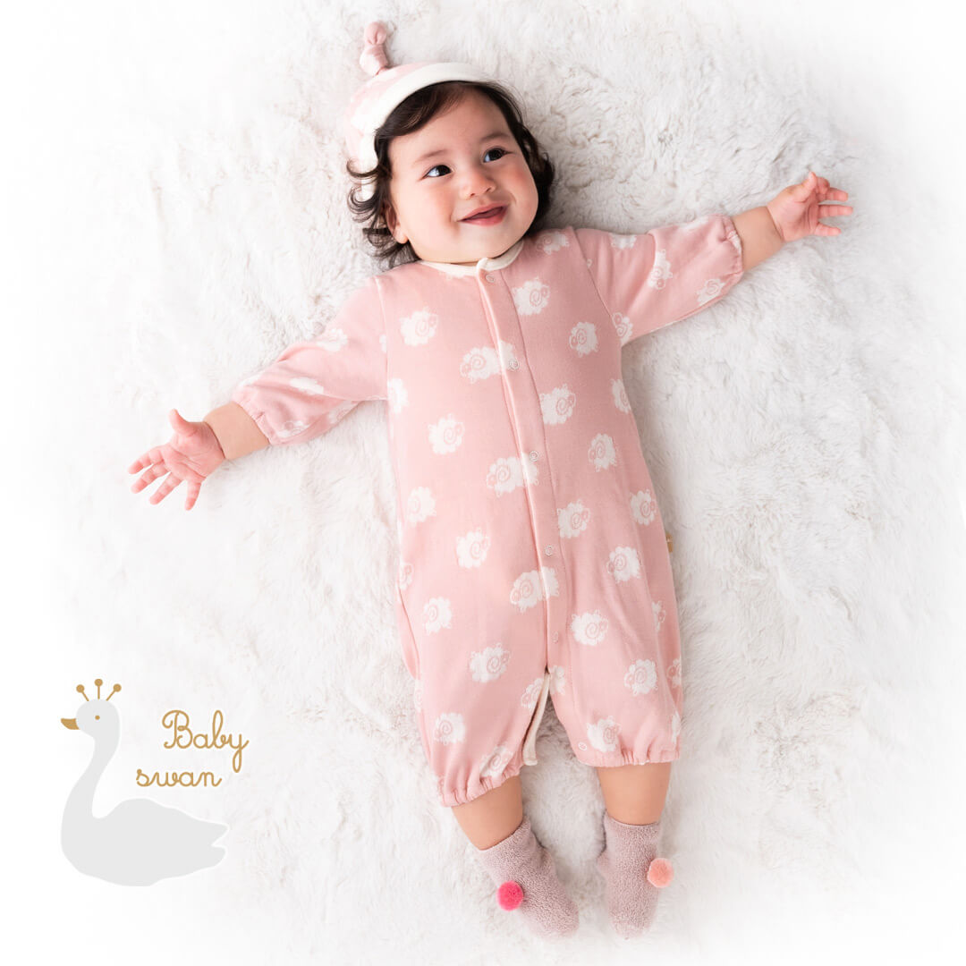 日本製 ツーウェイオール カバーオール ロンパース 帽子 靴下 50cm