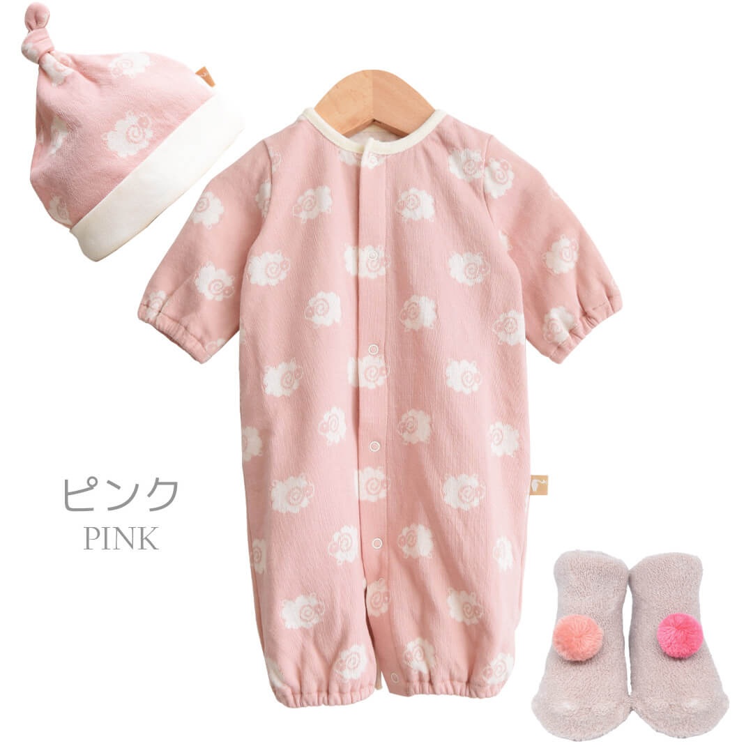 90サイズ　ピングー＆ピンガ ＆ロビフード付きシャツ・デニムカバーオール・靴下 日本製 ツーウェイオール カバーオール ロンパース 帽子 靴下 50cm