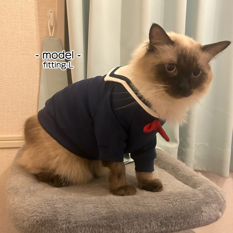 ペット服 セーラー ネイビー スカート マリン セーラー襟 制服 リボン