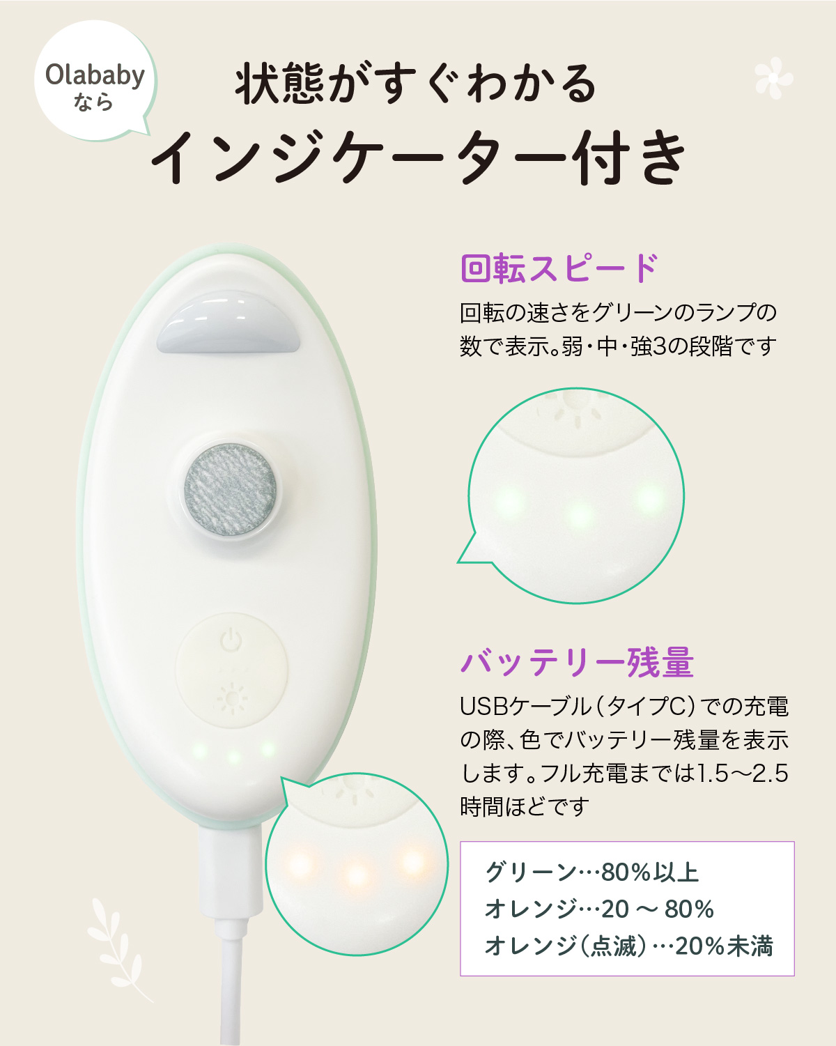 【新発売】Ola電動ネイルケアセット 電動爪やすり  ネイルトリマー USB 充電式  olababy 爪きり 爪やすり ハーフバースデー 出産祝い | Olababy | 07
