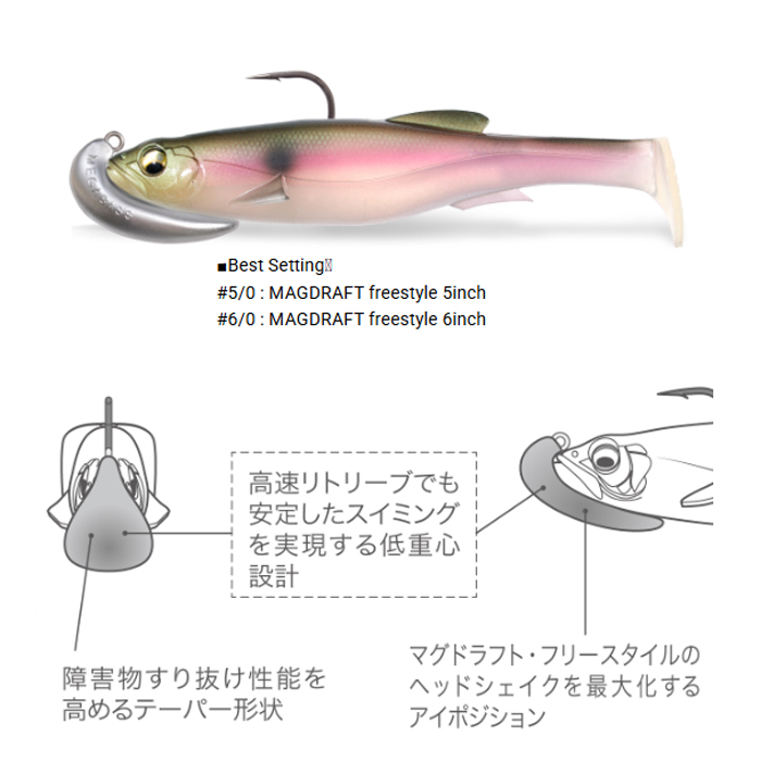 Megabass（メガバス） マグドラフトヘッド ＃6/0 (3/8oz) : バック