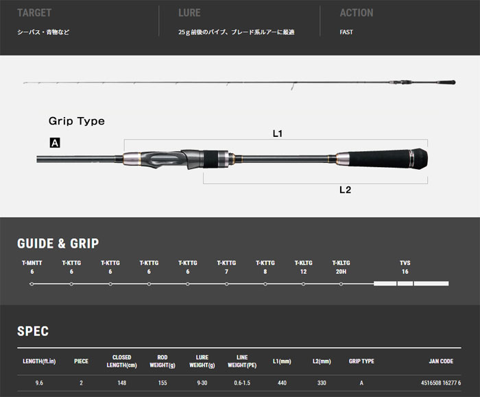 テイルウォーク ハイタイド TZ S96ML tailwalk HI-TIDE TZ : バック