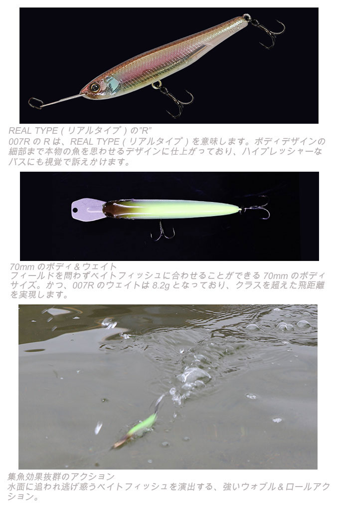 TOP WATER 【全19色】ジャッカル ライザーベイト 007R JACKALL RISER