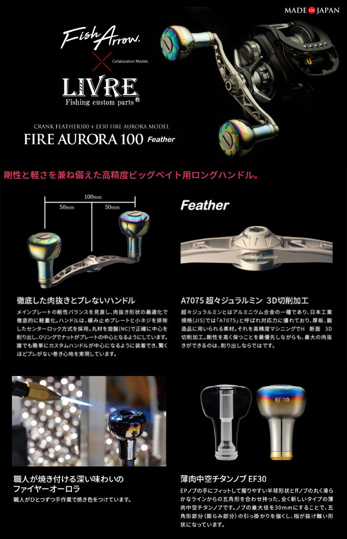 Fish Arrow フィッシュアロー×リブレ フェザー100mm+EF30ノブ