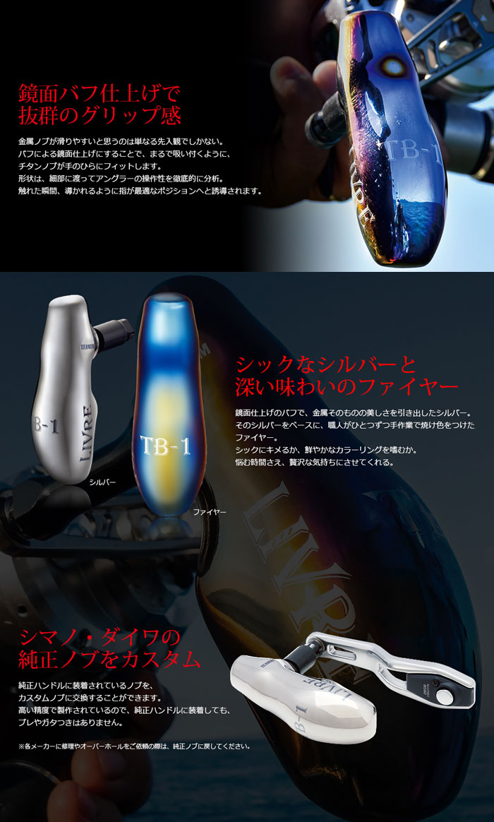 シマノ リブレ TB-1ノブ 1個入 シルバー＋ブラックC LIVRE