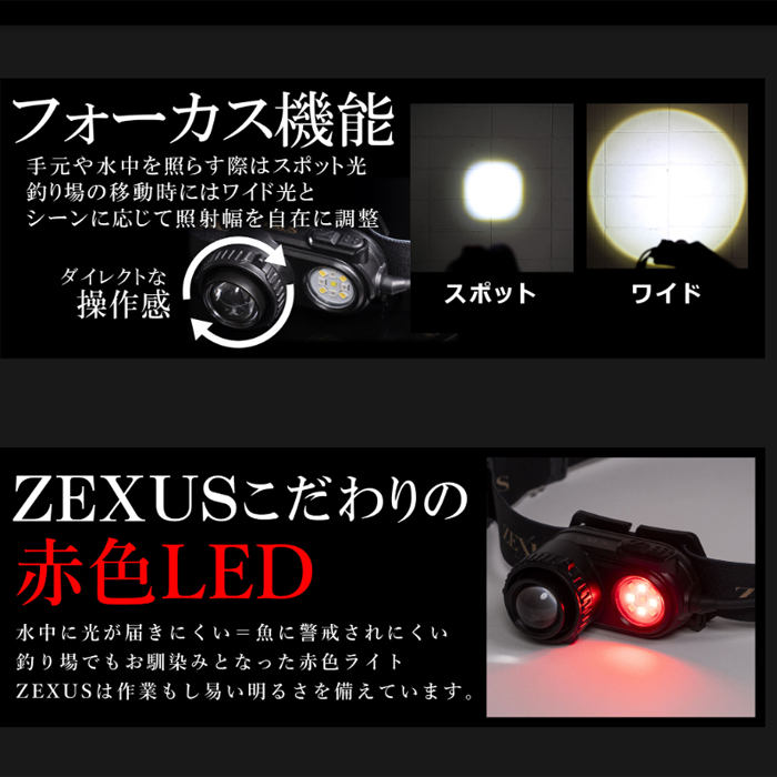 ZEXUS（ゼクサス） LEDヘッドライト ZX-R740 充電タイプ : バック