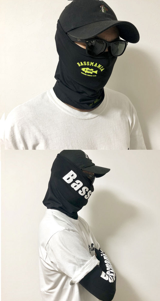 BASSMANIA フェイスガード付きパーカー　バスマニア　釣り　ウェア バスマニア フェイスガード ツーウェイロゴプリントフェイス&ネック