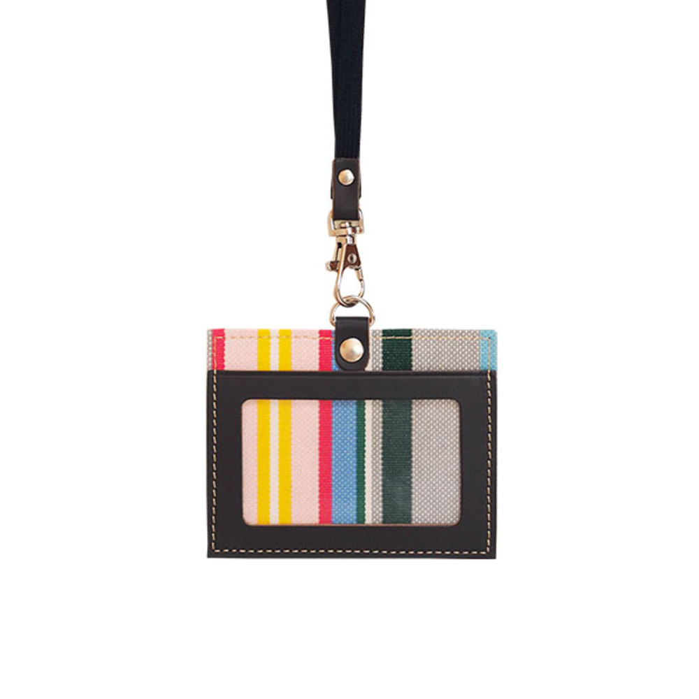 カードホルダー ネックストラップ 通販 パスケース IDカードケース 定期入れ ネームホルダー カード収納 首掛け ストライプ レディース おしゃれ 横型 | LES TOILES DU SOLEIL | 06