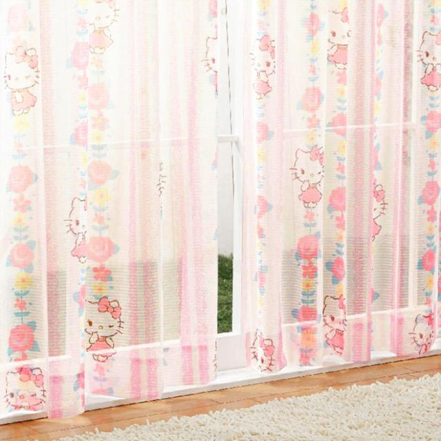 レースカーテン 通販レースカーテン 2枚組 かわいい 可愛い ピンク