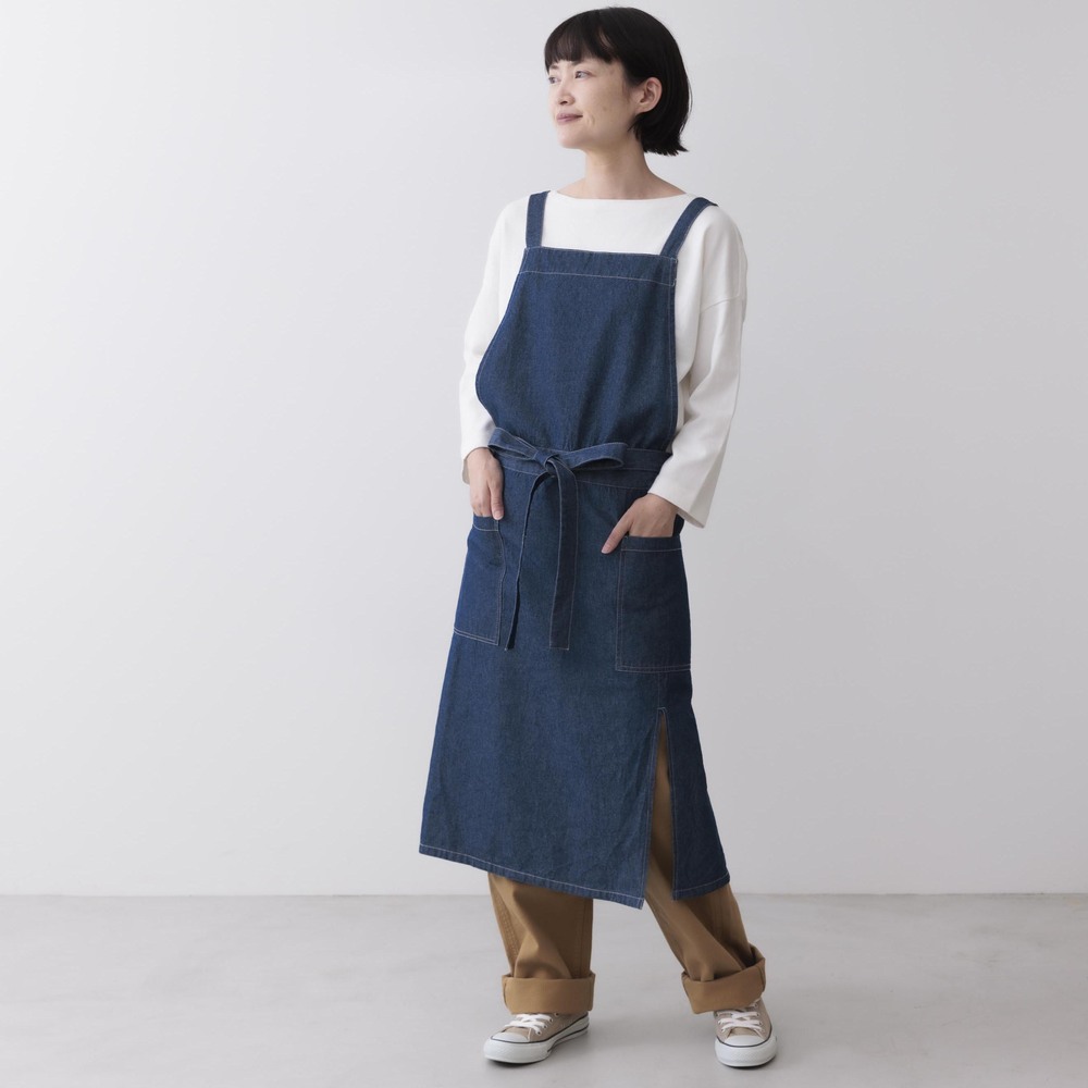 デニム エプロン お洒落 おしゃれ レディース きれいめ ロング ロングエプロン COCO WALK（ココウォーク） エプロン おしゃれ シンプル 通販 デニム