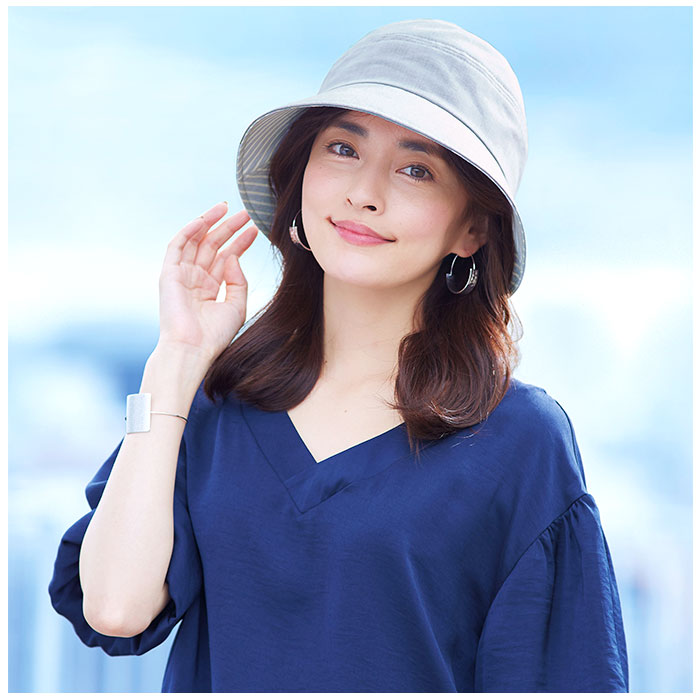 UVカット 通販UVカット 帽子 レディース UV帽子 UV ハット キャペリン バケットハット 日除け帽子 日よけ帽子 綿 日本製 手しごと工房ダンガリーUV帽子 コジット | COGIT | 04